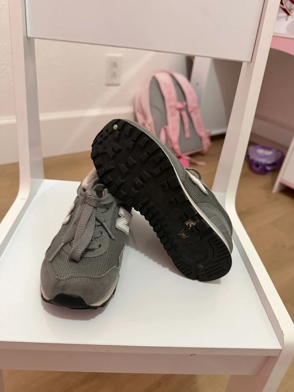 New Balance Kids Gray Mesh & Suede Sneakers